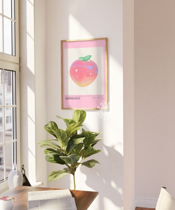 Peach Preppy Wall Art Retro Print Pink Aesthetic Trendy Wall Art Prints College Apartment Dopamine Exhibition Print