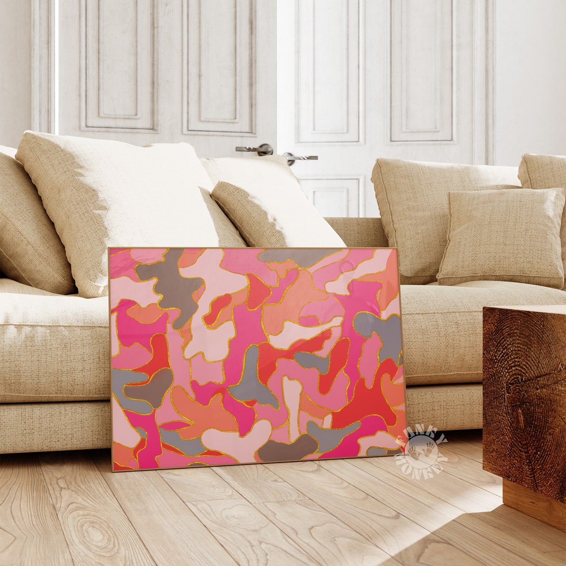 Pink Gold Camo Abstract Maximalist Painting Decor Trendy Poster