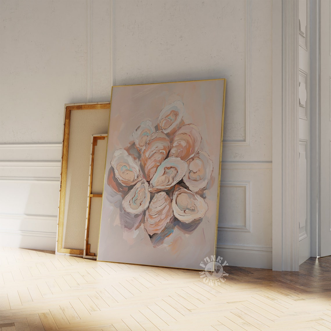 Blush Oysters Still Life Coastal Abstract Art Kitchen Decor Poster