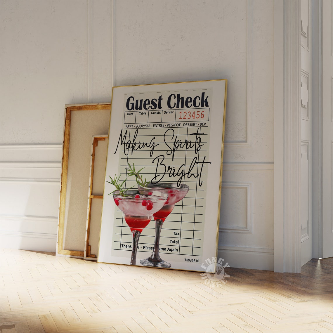 Making Spirits Bright Script Christmas Cocktail Guest Check Poster