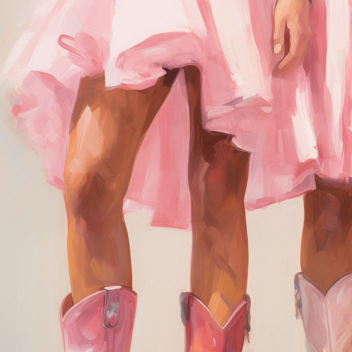 Cowgirl Print Pink Girl Western Print Coastal Cowgirl Art Preppy Trendy Cowboy Boots Painting Teen Girls Room Decor