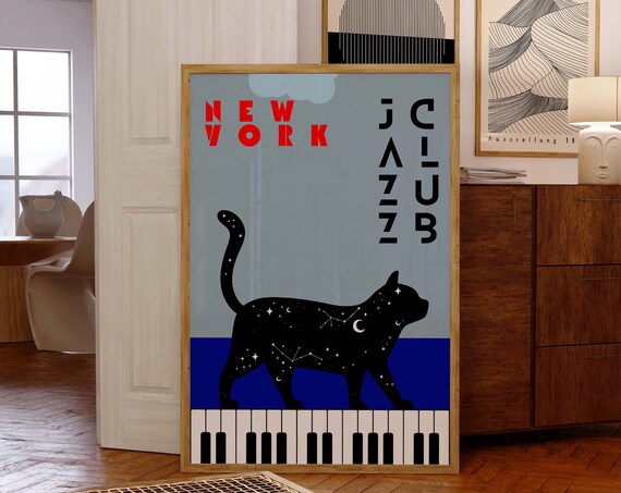 Jazz Club Retro Music Print, New York Vintage