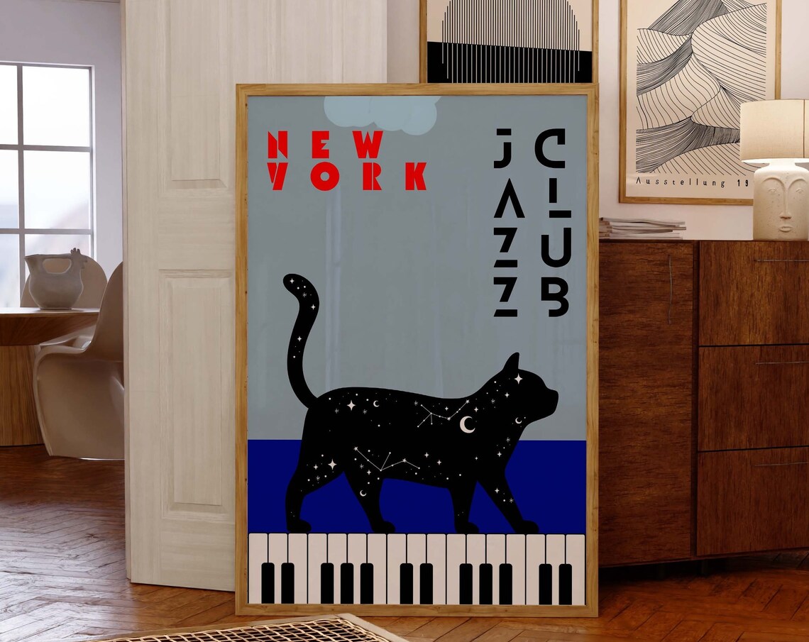 Jazz Club Retro Music Print, New York Vintage