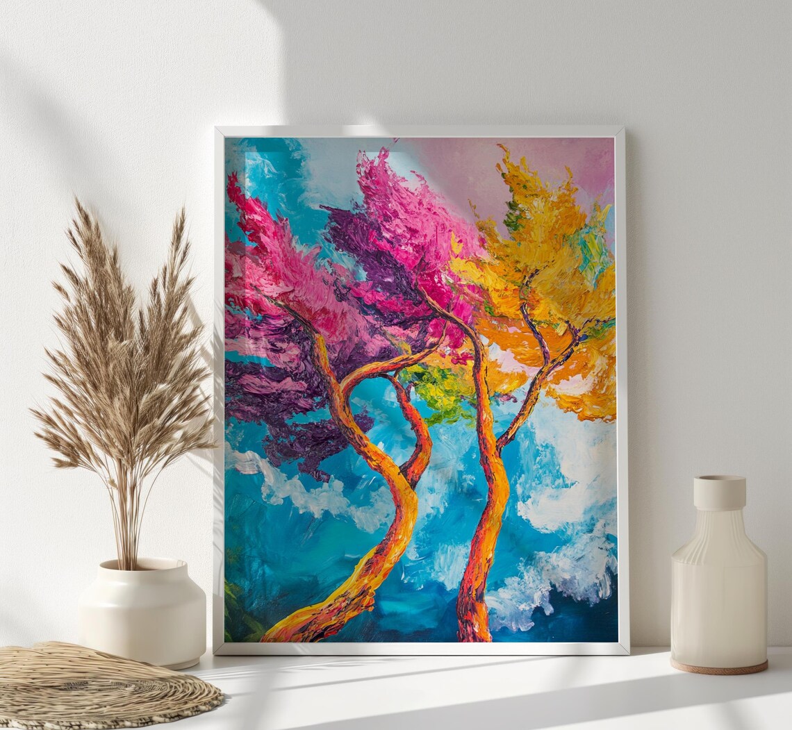 Colorful Trees Wall Art Abstract Nature Printing Modern Impressionist Wall Decor Modern Wall Decor Colorful Art - Image 3