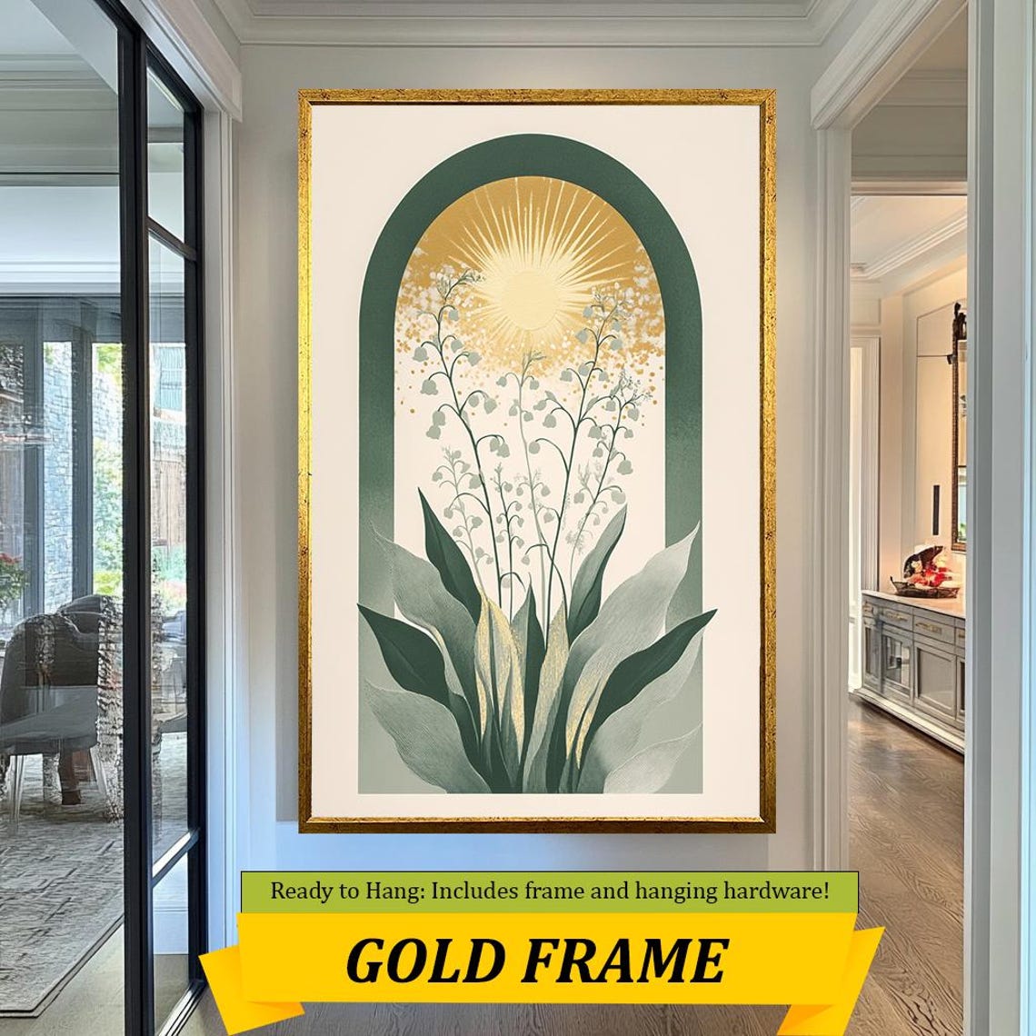 Lily Of The Valley Golden Sun Arch Botanical Illustration Wall Poster - Image 3