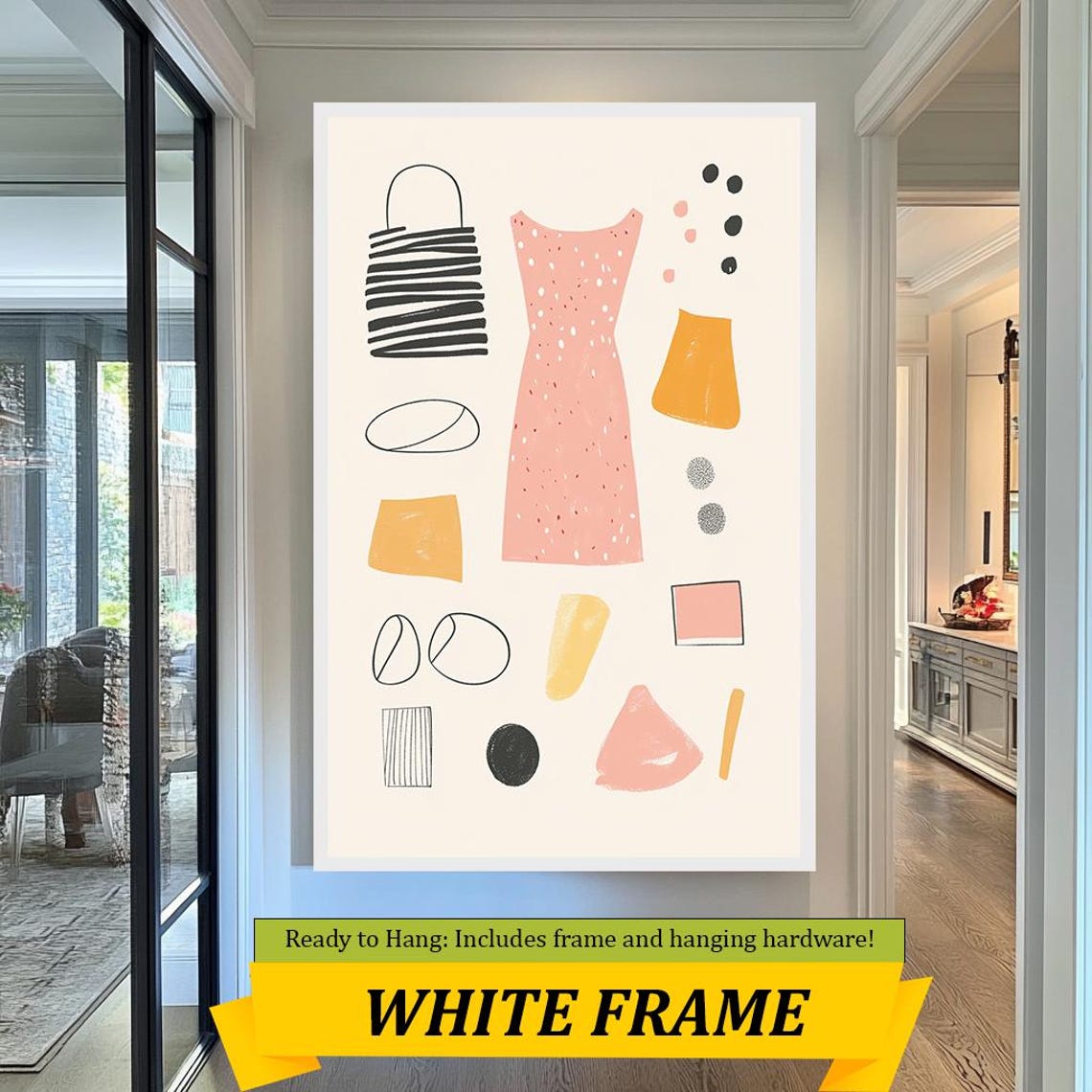 Minimalist Pastel Fashion Abstract Blush Dress Geometric Shapes Art - Image 3