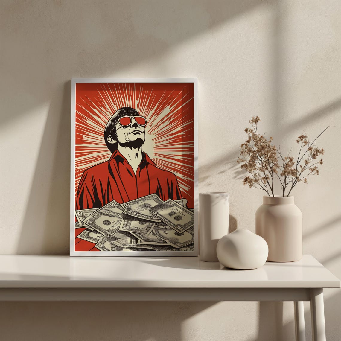 Money Success Retro Pop Art Man With Dollar Bills Motivational Print - Image 3