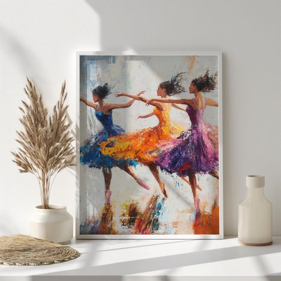 Dancing Ballerinas Wall Art Colorful Modern Ballet Print Dance Wall Decor Ballerina Art Ballerina Wall Decor