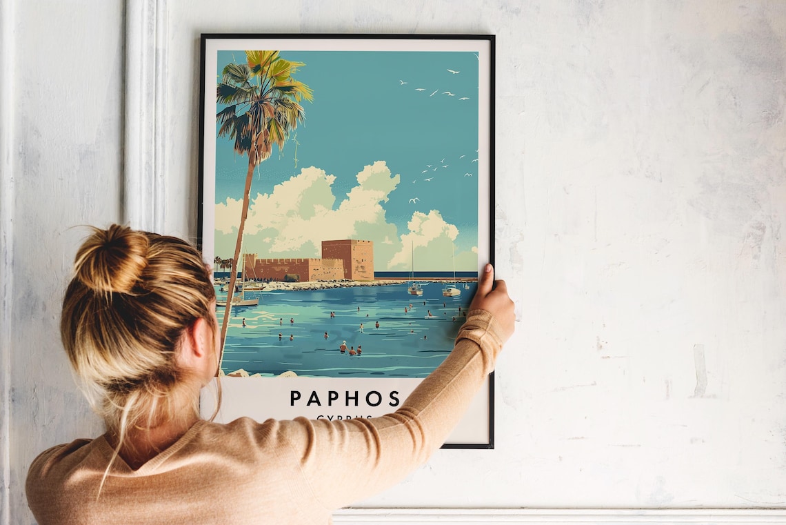 Paphos Travel Print, Cyprus Travel Poster Art - Image 2