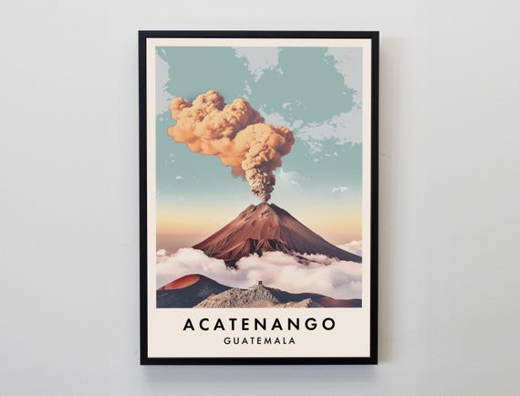 Acatenango Travel Poster, Guatemala Travel Print