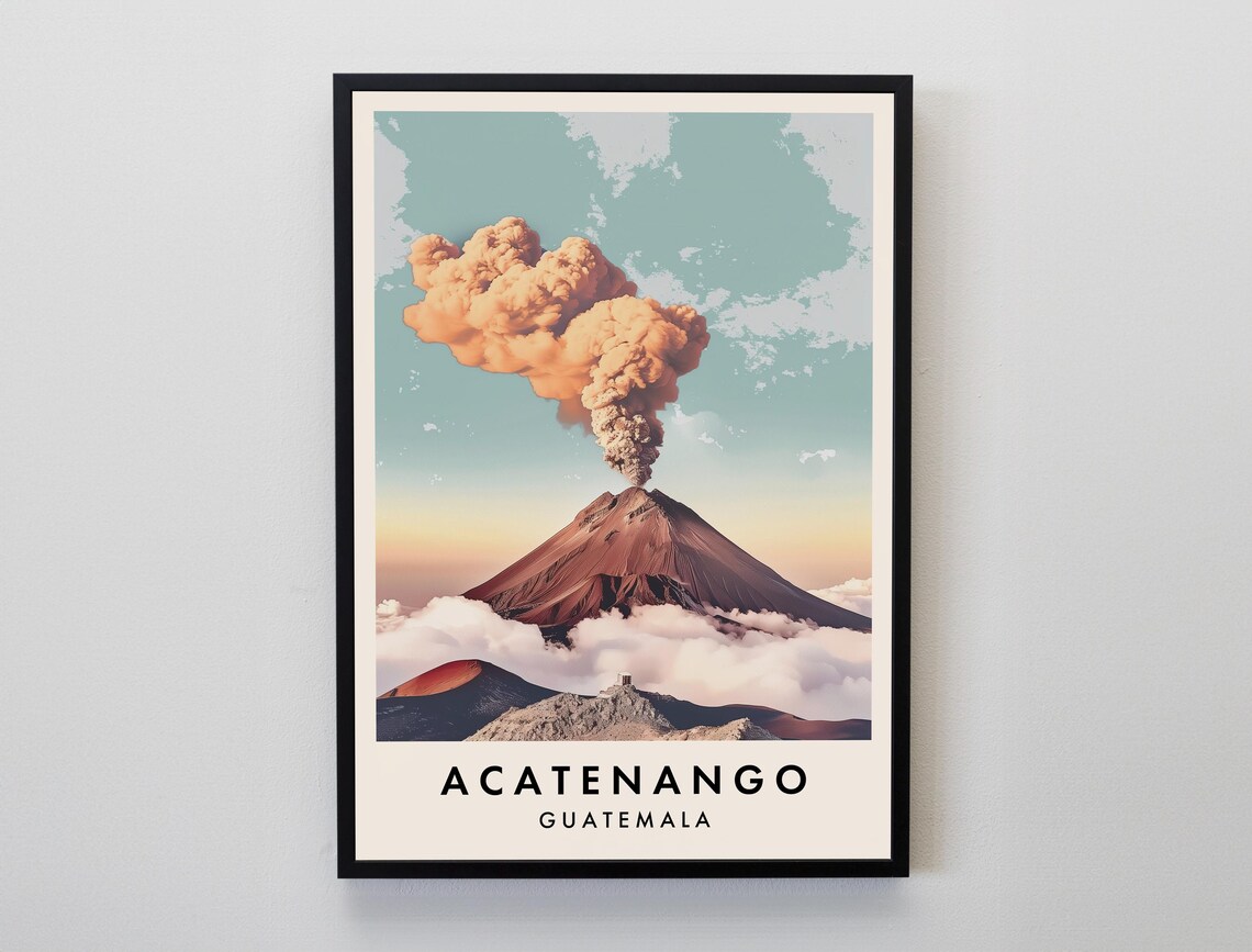 Acatenango Travel Poster, Guatemala Travel Print
