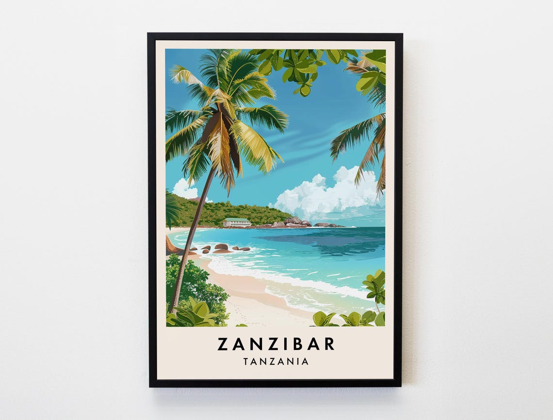 Zanzibar Travel Print Wall Art Zanzibar Zanzibar Poster Africa Travel Print Travel Lovers Home Decor Wall Art City Travel Poster Gifts
