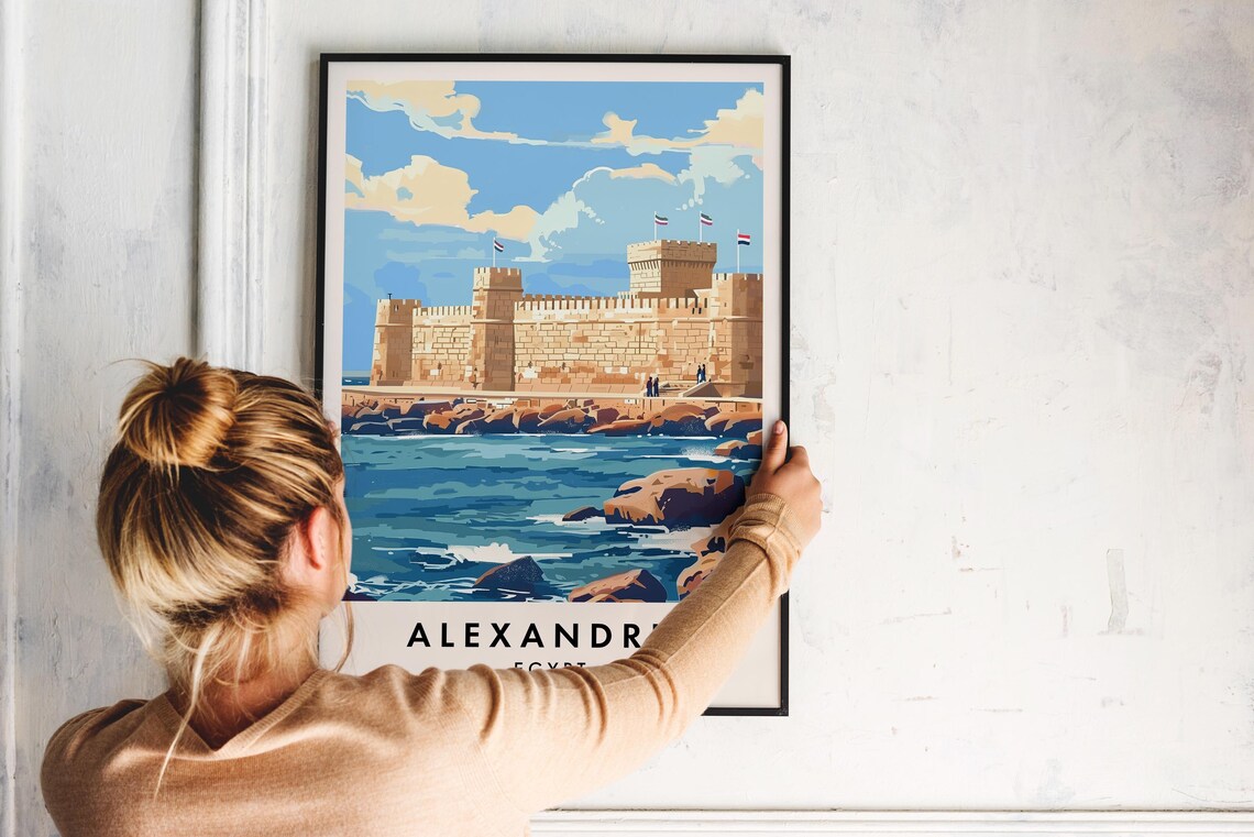 Alexandria Egypt Citadel Harbor Sea Fortress Coastal Travel Poster - Image 2