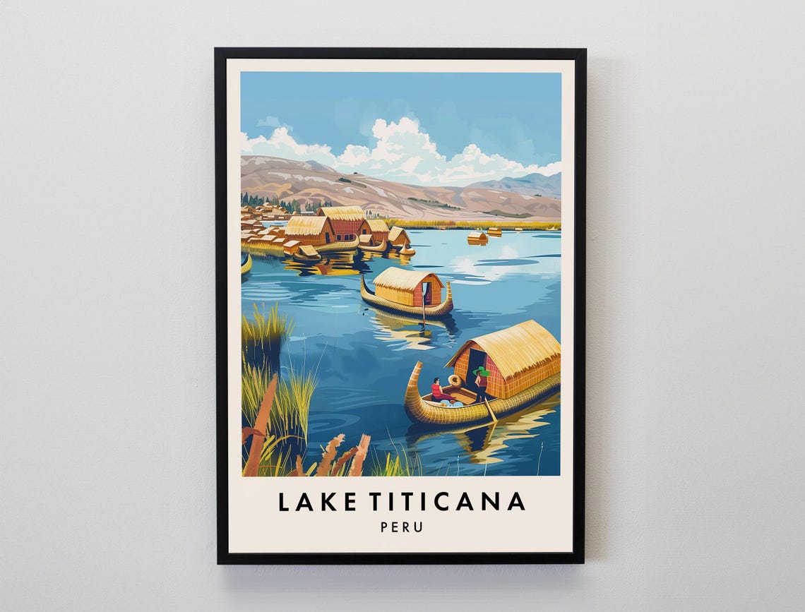 Lake Titicana Travel Print Wall Art Lake Titicana Peru Gift Peru Poster South America Travel Print Travel Lovers Gift Wall Art