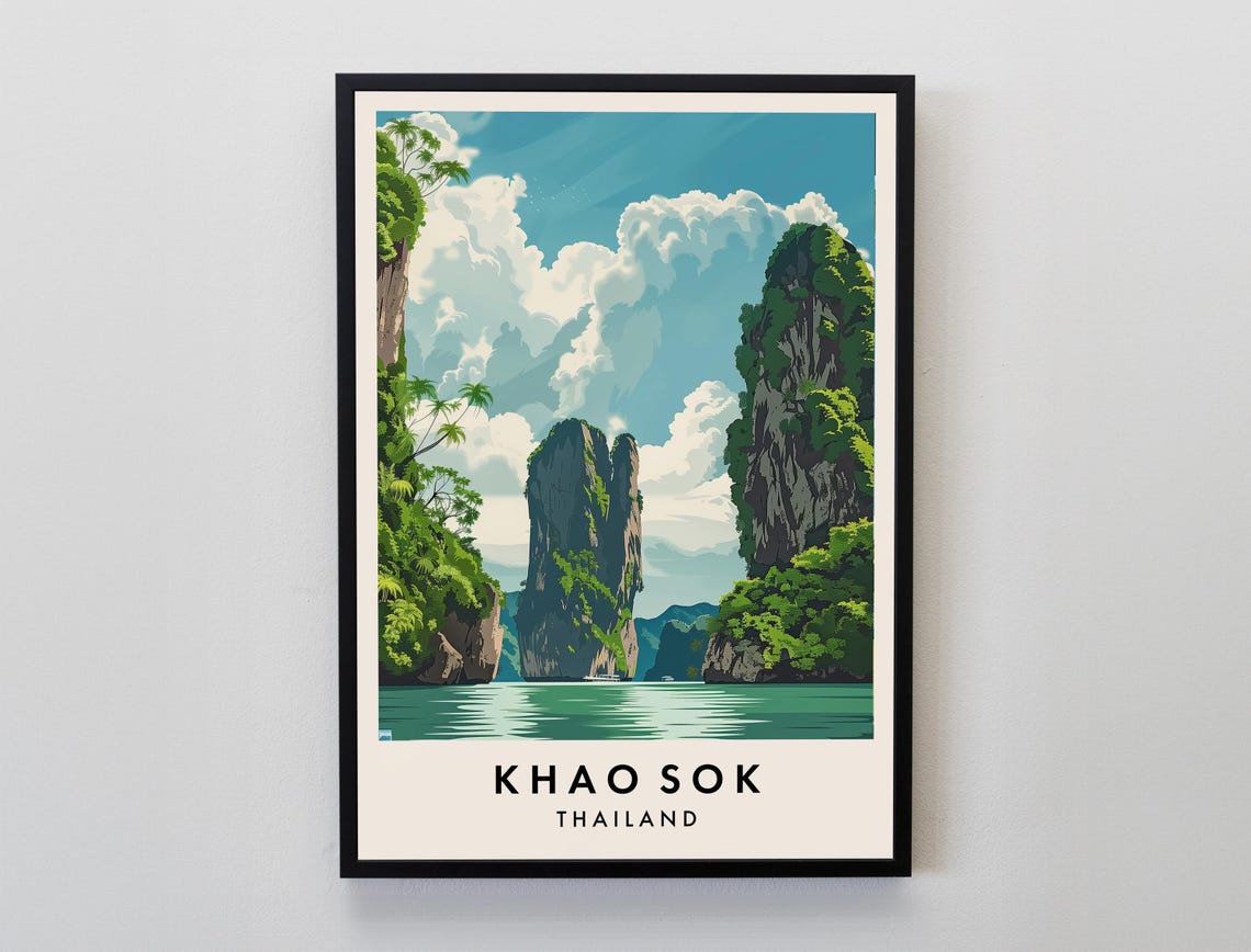 Kao Sok Travel Print Wall Art Kao Sok Kao Sok Print Kao Sok Poster Thailand Gift Art Thailand Travel Art Thailand Gift