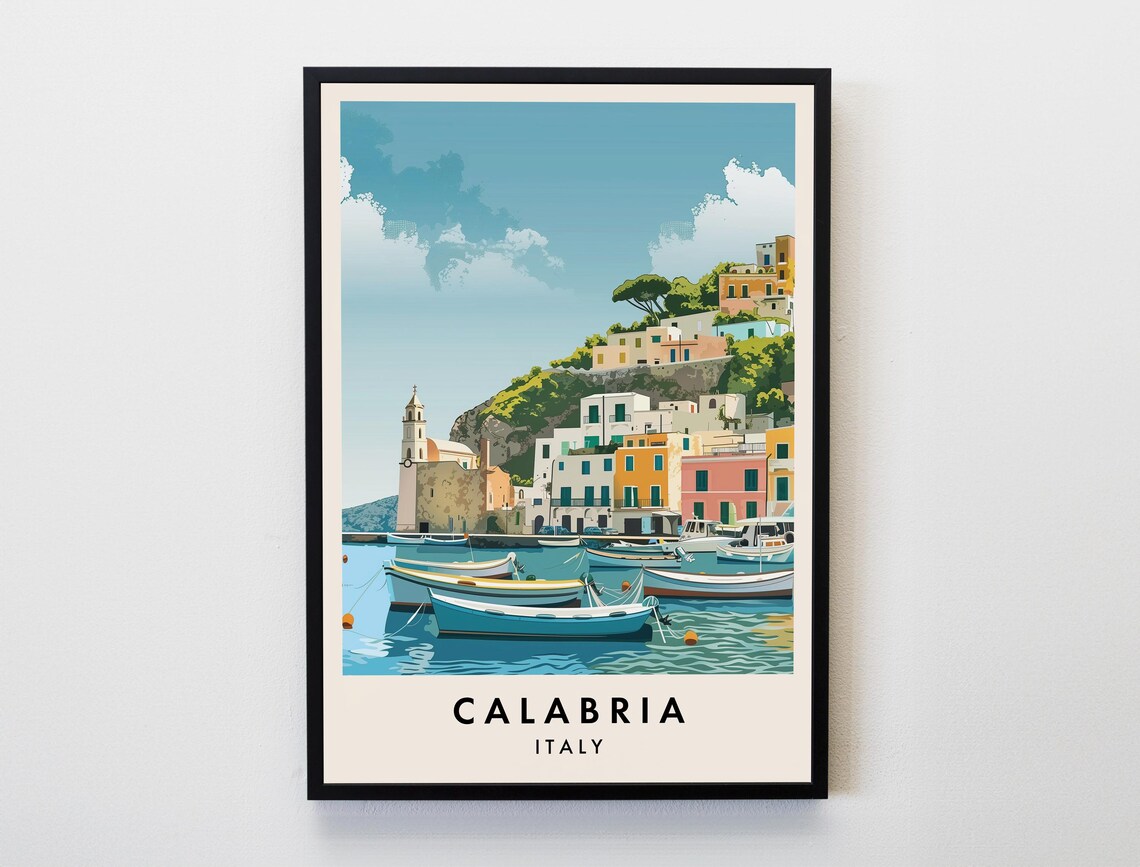 Calabria Travel Poster, Italy Lovers Home Decor
