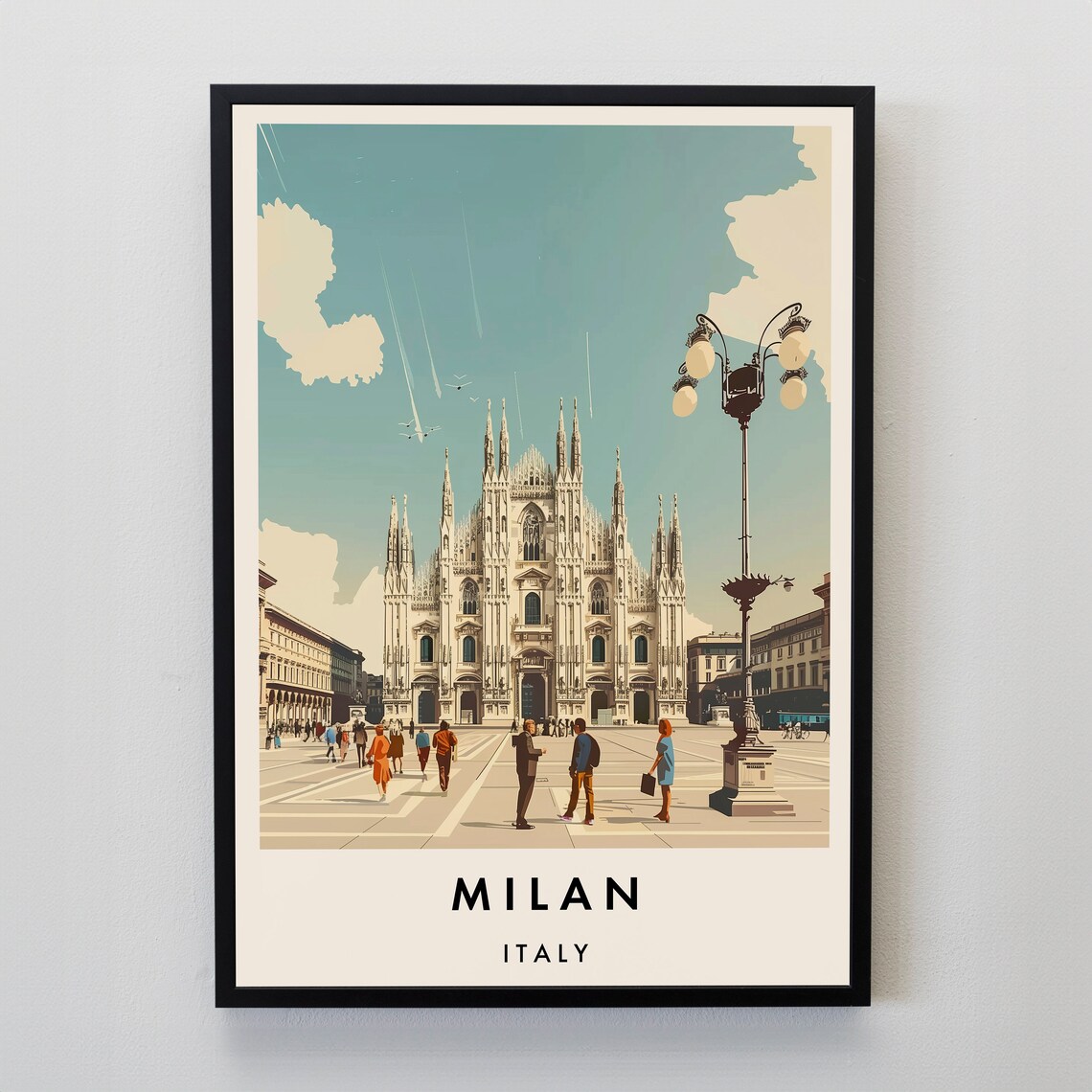 Milan Italy Duomo Di Milano Cathedral Square Vintage Travel Poster