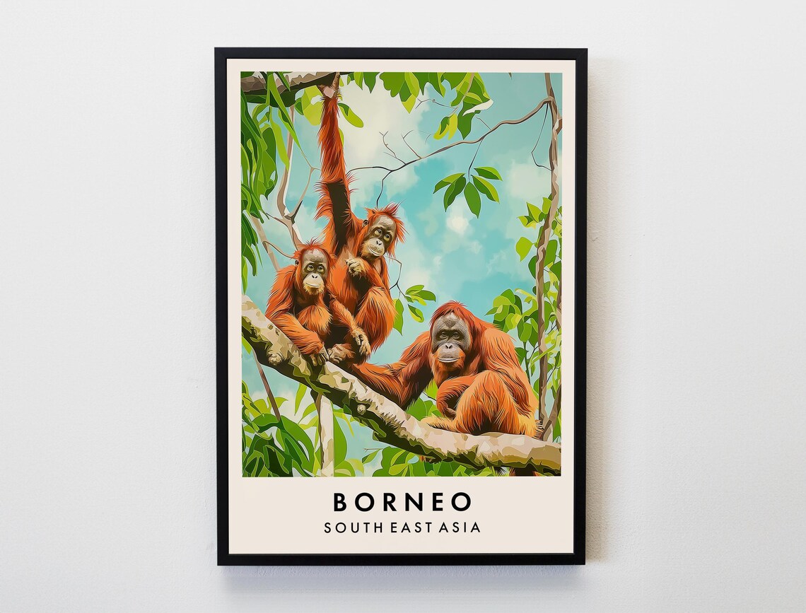 Borneo Travel Poster, South East Asia City Gift