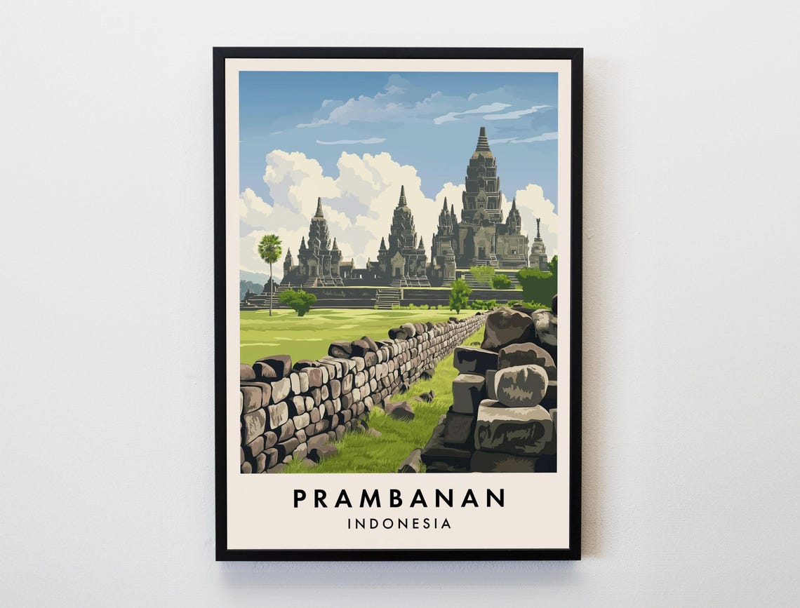 Prambanan Ancient Hindu Temple Indonesia Travel Landmark Poster