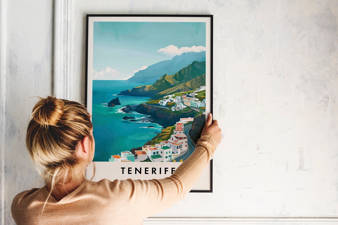 Tenerife Spain Coastal Cliffs Turquoise Sea Vintage Travel Poster - Image 2