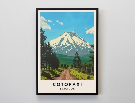 Cotopaxi Volcano Snowcapped Peak Ecuador Mountain Travel Poster