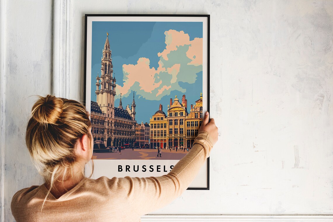 Brussels Grand Place Town Hall Belgium Cityscape Travel Poster - Image 2