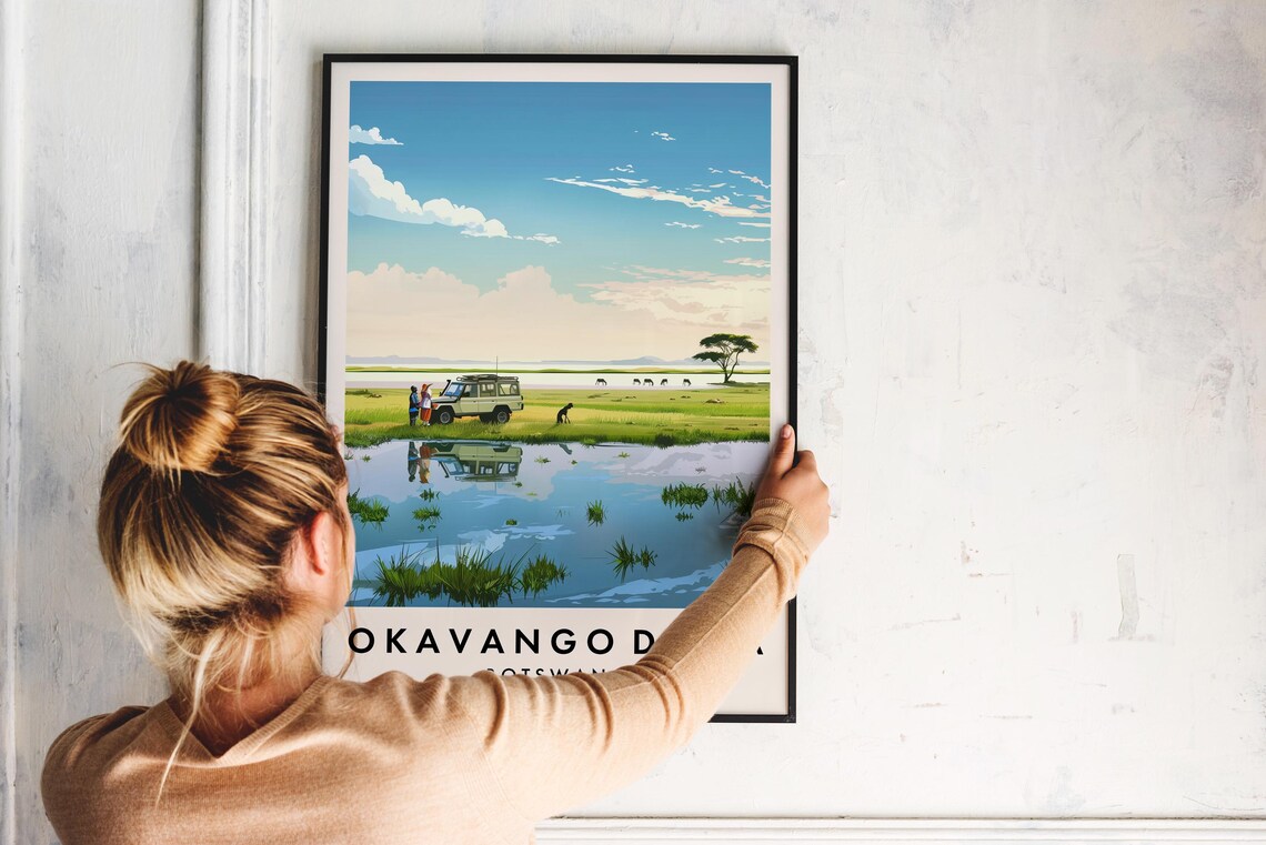 Okavango Delta Travel Poster, Botswana Africa - Image 2