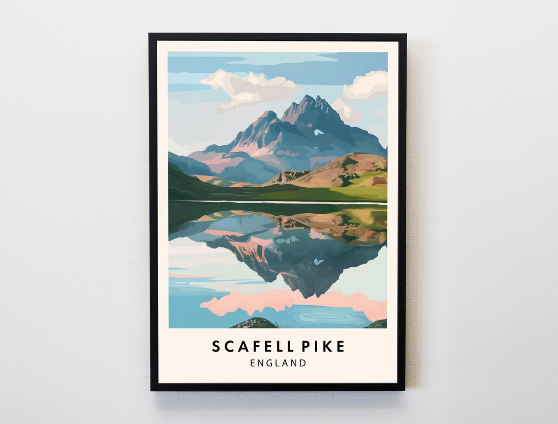 Scafell Pike England Mountain Lake Perfect Reflection Poster
