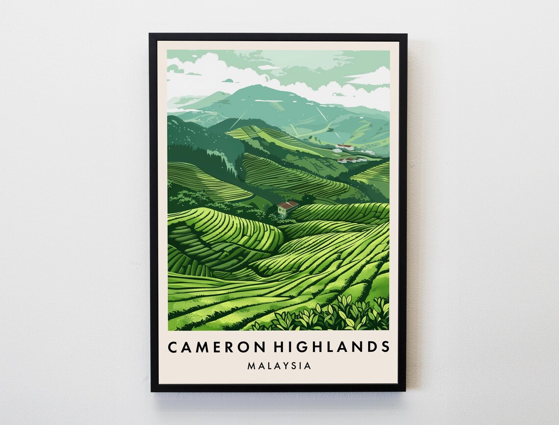 Cameron Highlands Malaysia Lush Tea Plantation Green Hills Poster