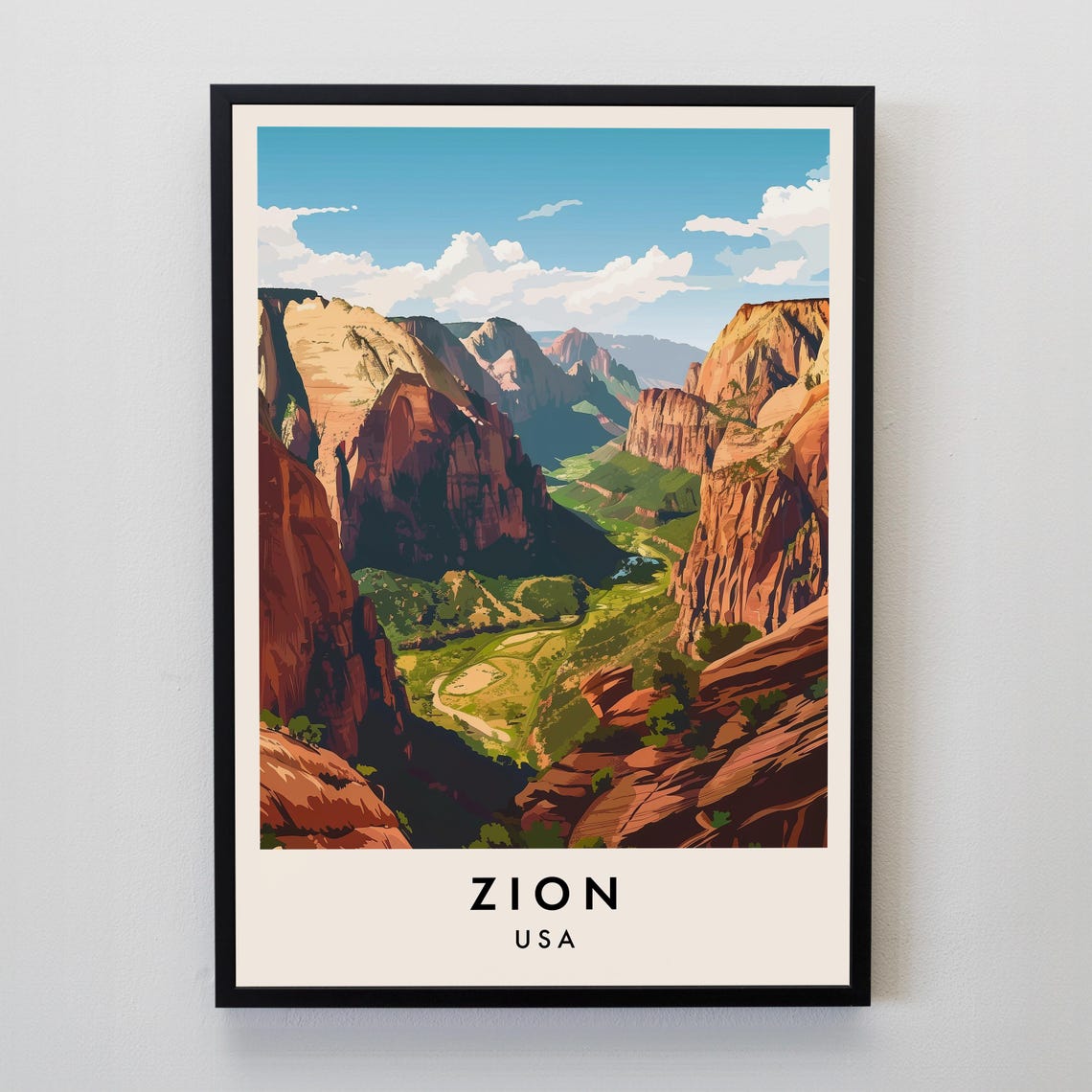 Zion National Park Travel Print Wall Art Zion Zion Print Zion Poster Zion Gift Art Usa Travel Print Usa Poster Usa Gift