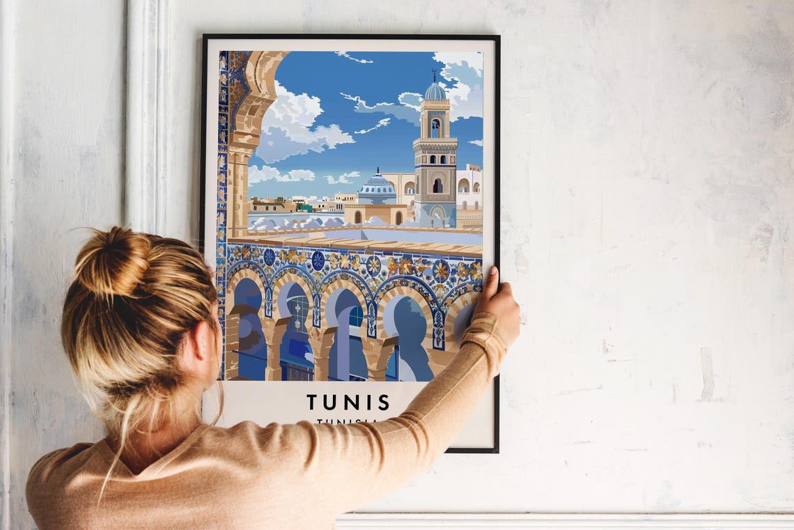 Tunis Travel Print Wall Art Tunis Tunis Poster Tunisia Travel Print Travel Lovers Home Decor Wall Art City Travel Poster Gifts - Image 2