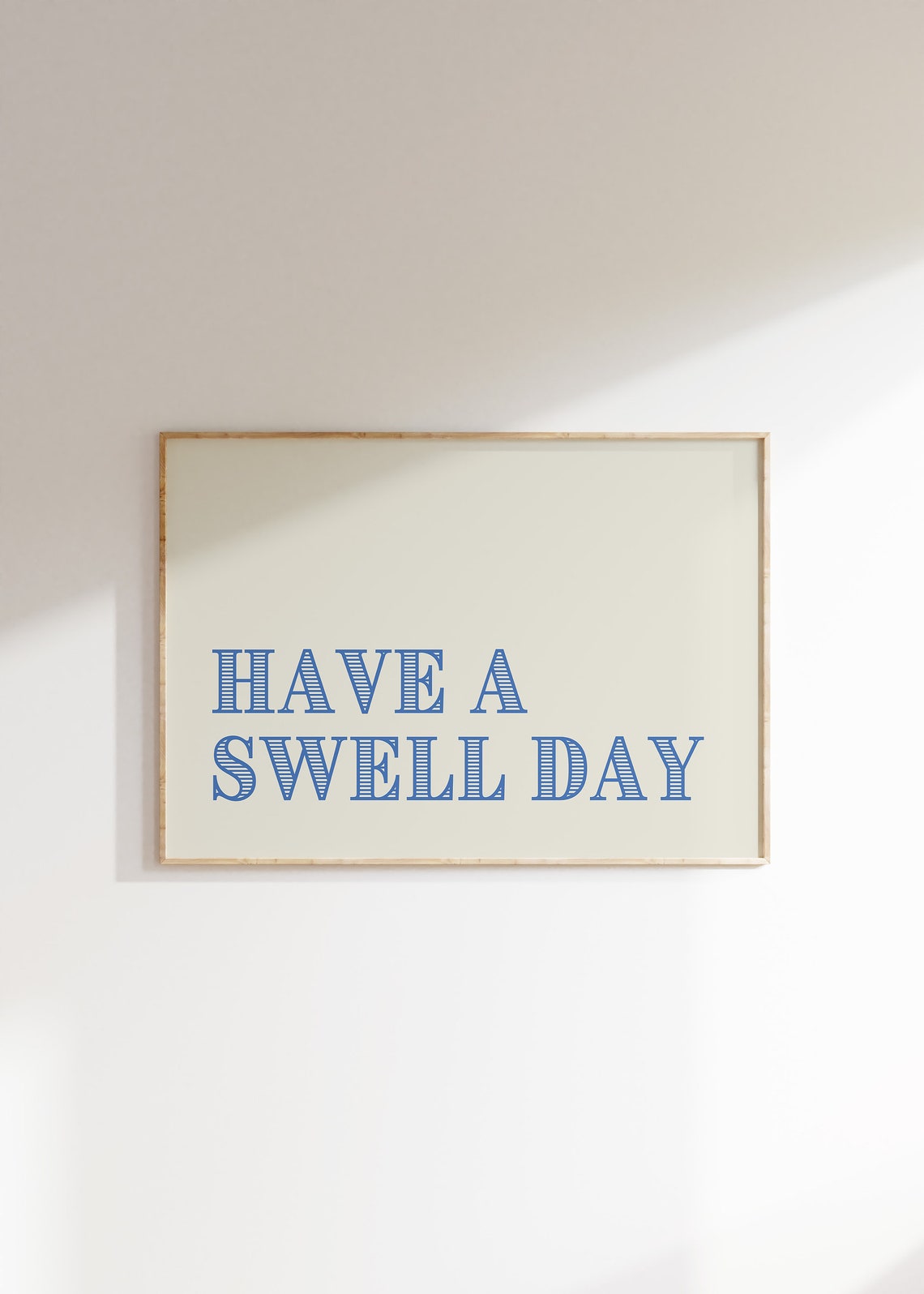 Have a Swell Day Blue Striped Retro Coastal Surf Typography Poster - Image 4