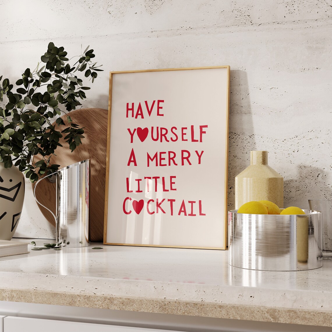 Christmas Cocktail Holiday Typography Poster, Bar Cart Decor - Image 2