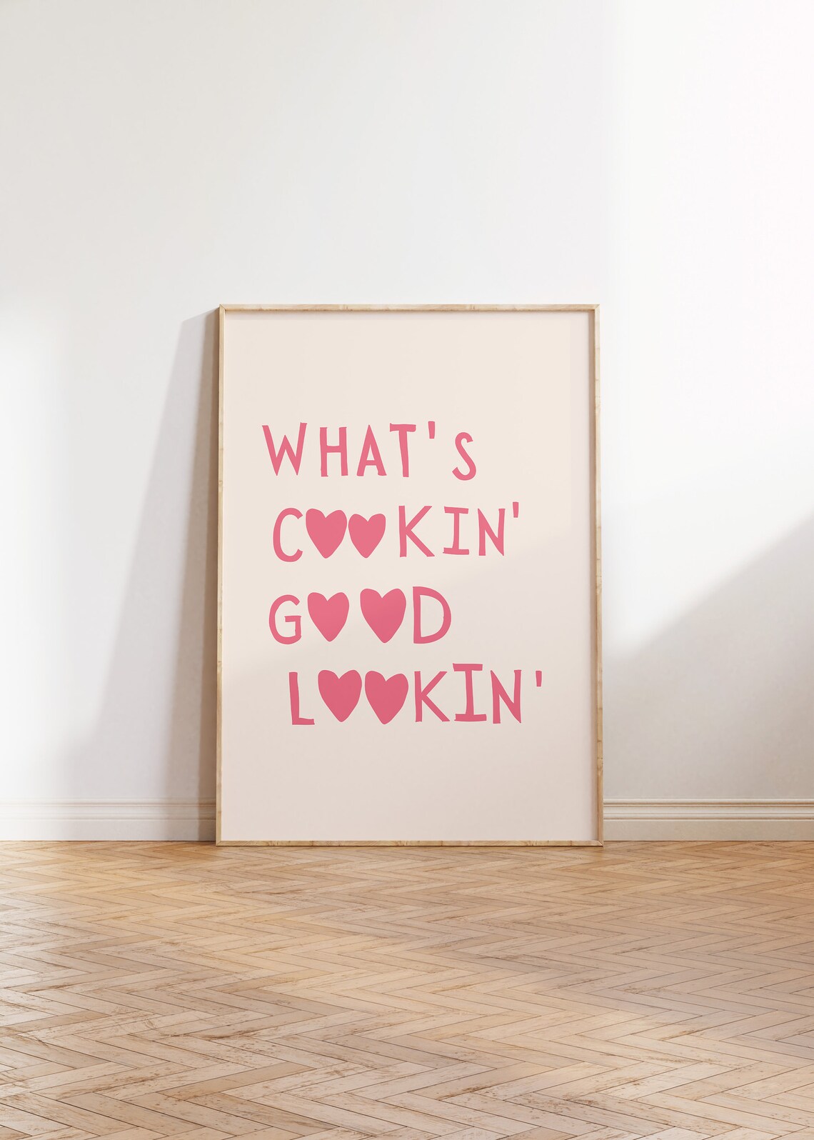 Whats Cookin Good Lookin Pink Heart Kitchen Quote Decor Poster - Image 3