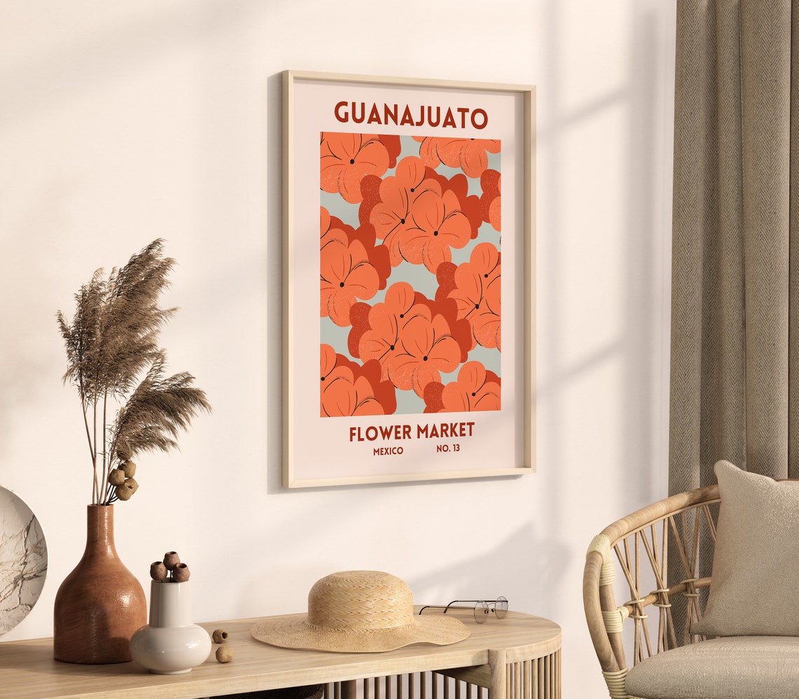 Guanajuato Mexico Flower Market Orange Floral Botanical Poster - Image 3