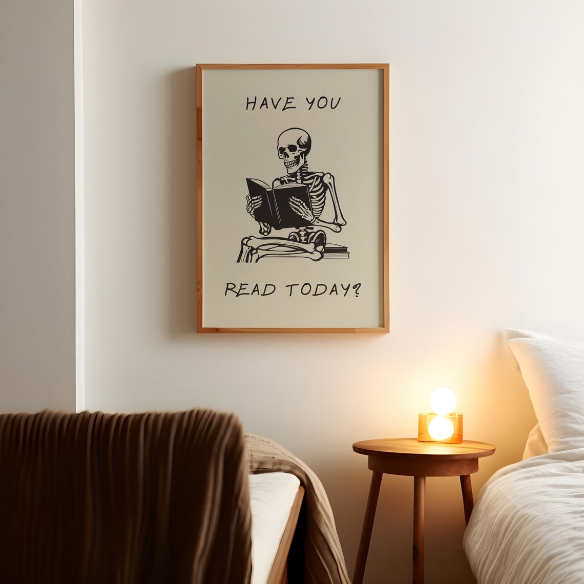 Have You Read Today Skeleton Reading Book Lover Funny Poster - Image 3