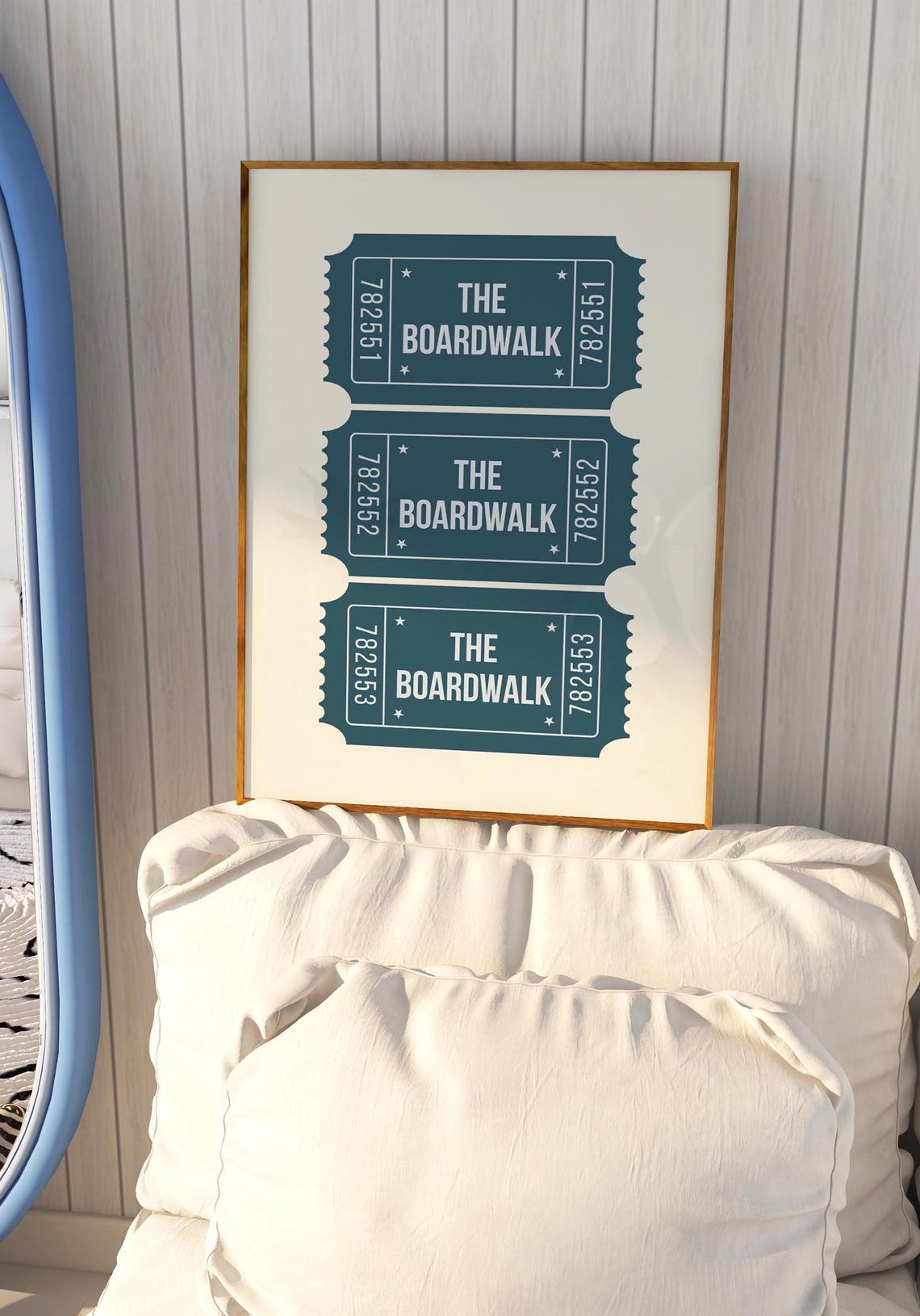 The Boardwalk Teal Ticket Stub Trio Coastal Beach Decor Poster - Image 2