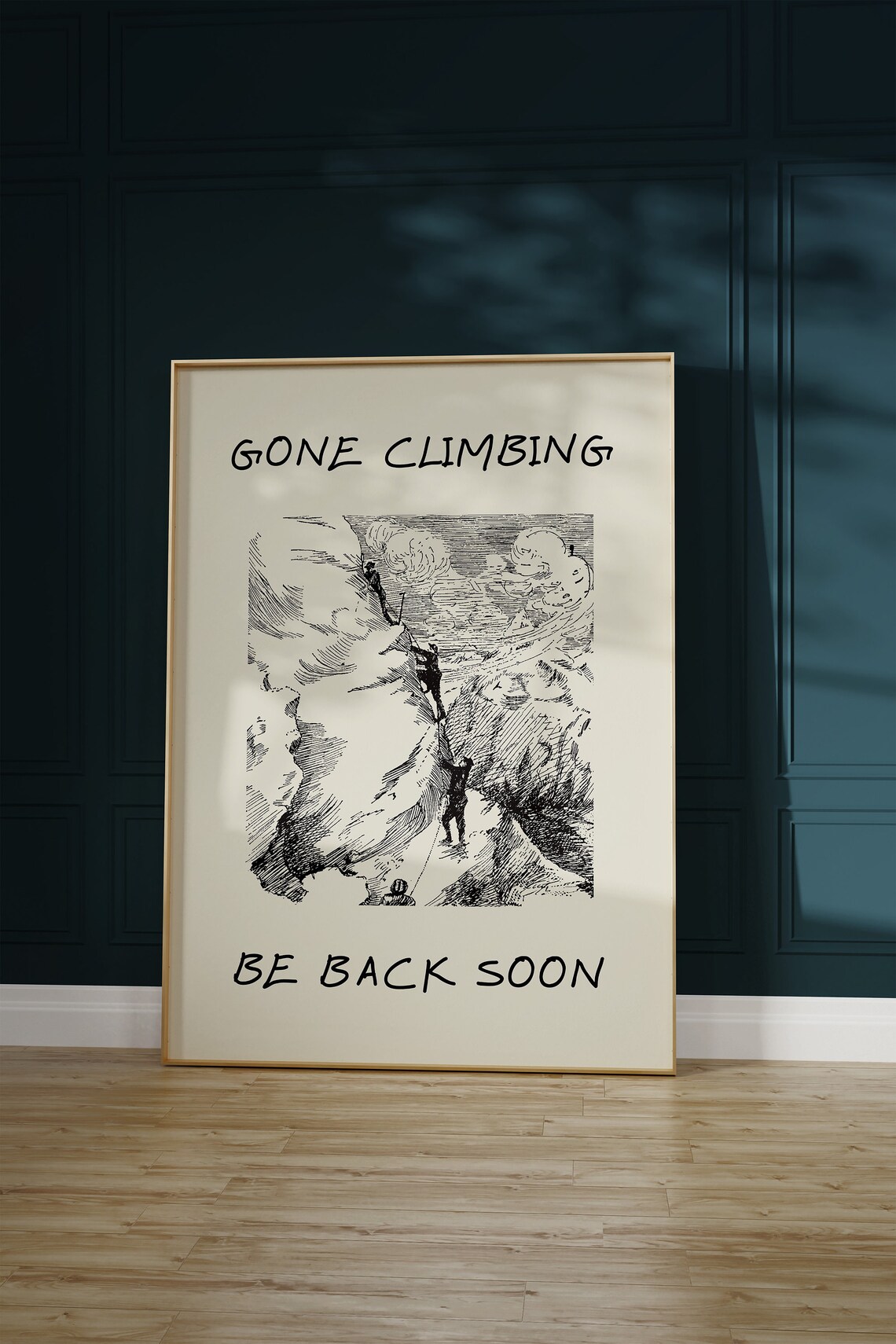 Vintage Climbing Print, Gone Climbing Be Back Soon - Image 2