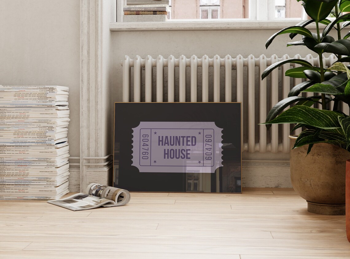 Haunted House Ticket Stub Purple Halloween Spooky Art Poster - Image 2