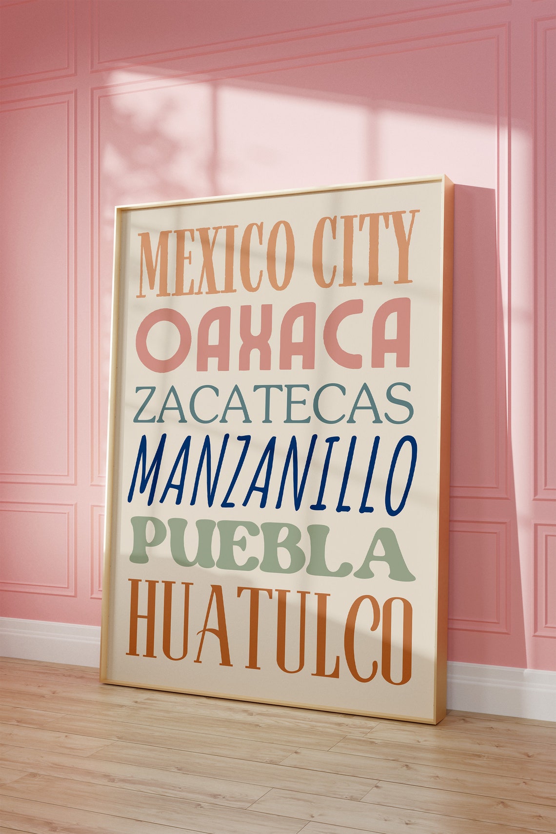 Mexican Cities Typography List Mexico Travel Destinations Poster - Image 2