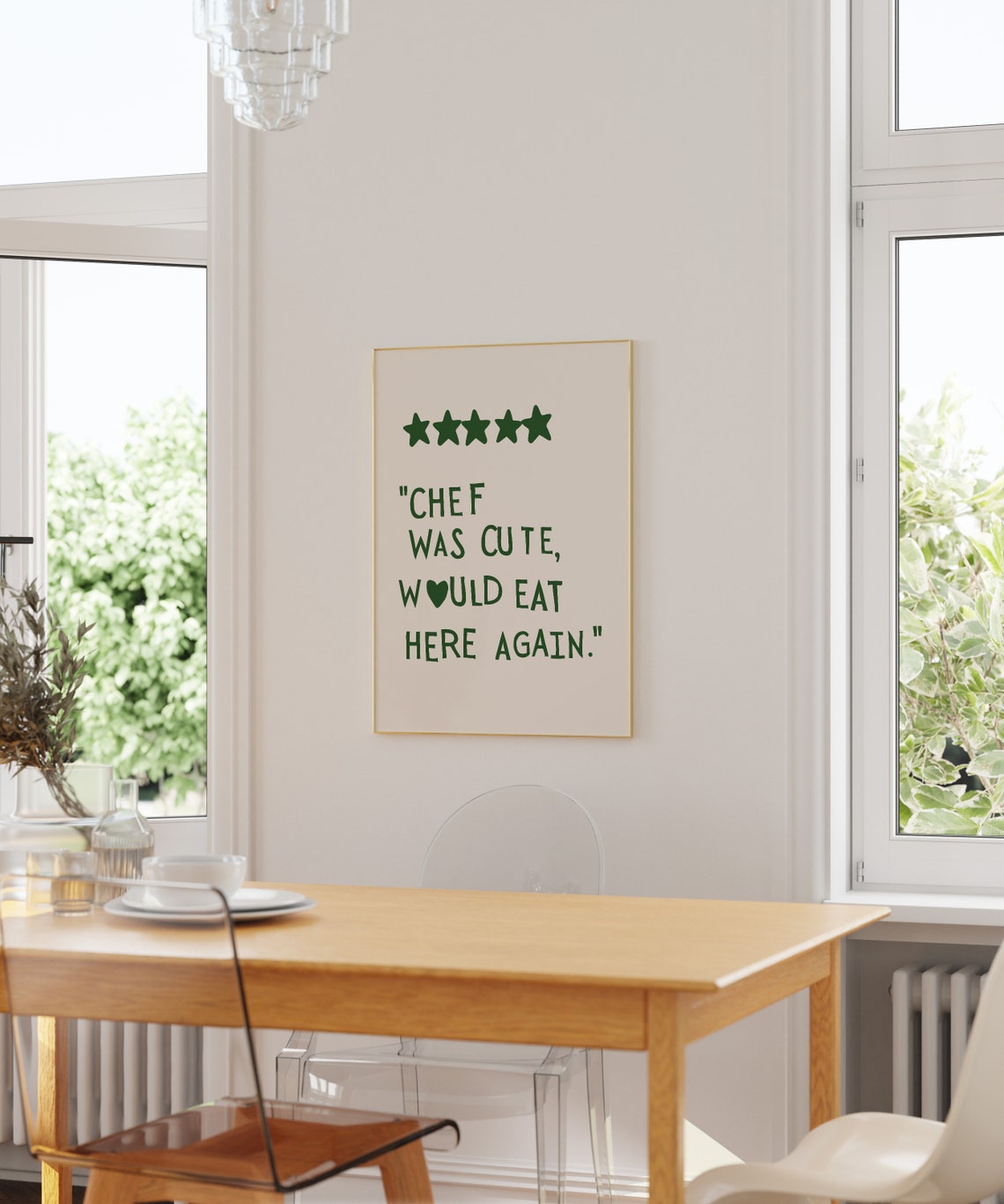 Chef Was Cute Would Eat Here Again Funny Green Kitchen Poster - Image 2