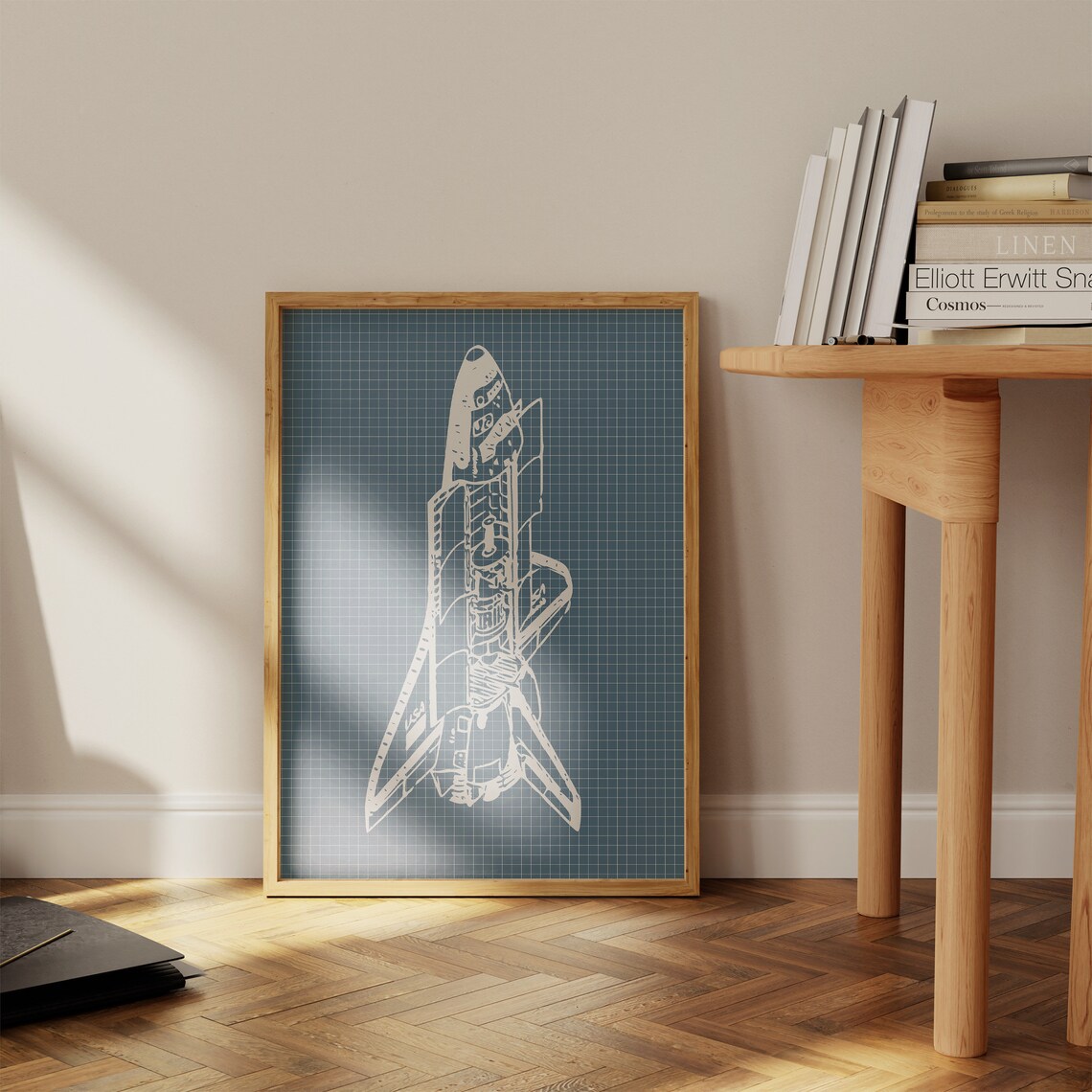 Rocketship Blueprint Vintage Space Art Poster - Image 4