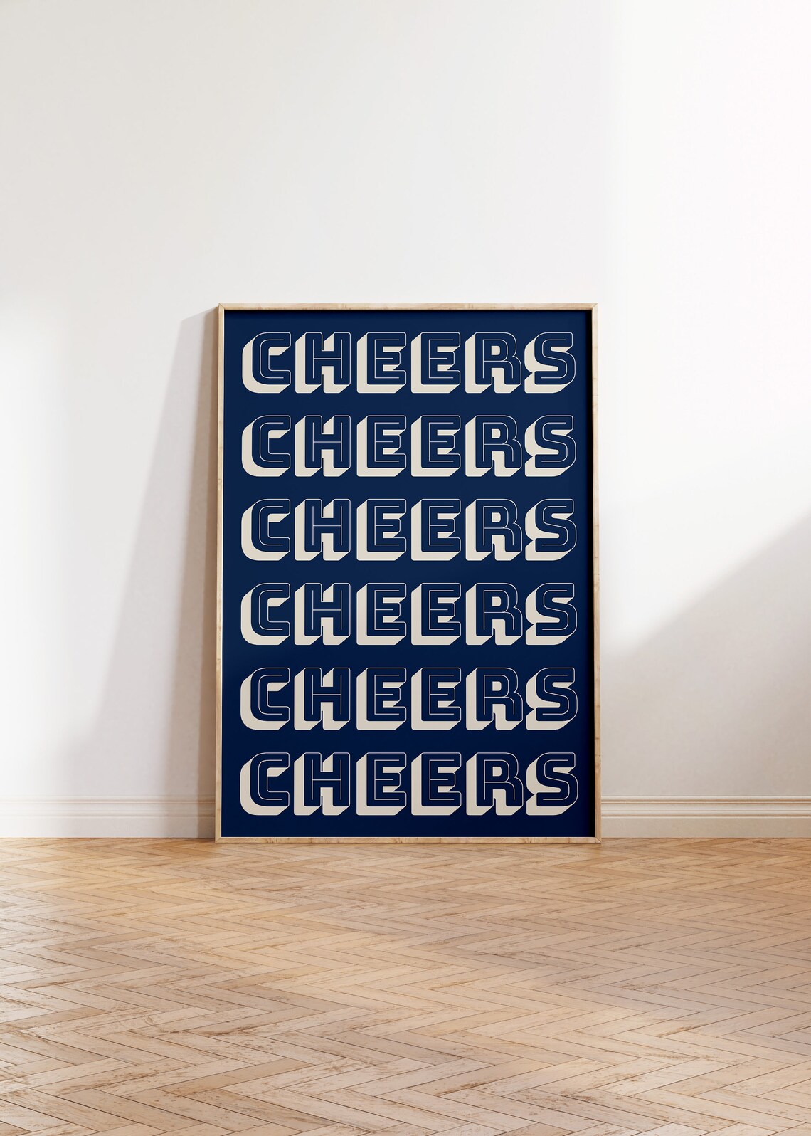 Cheers Print Bar Cart Wall Art Vintage Bar Cart Poster Bar Print Blue Bar Art Retro Bar Cart Decor Cheers Sign 1 Print - Image 4