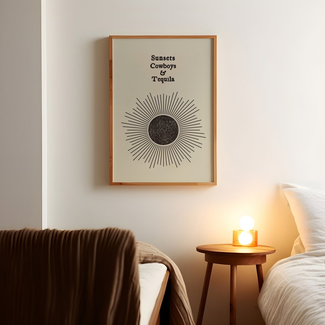 Sunsets Cowboys and Tequila Western Vintage Sunburst Quote Print - Image 2
