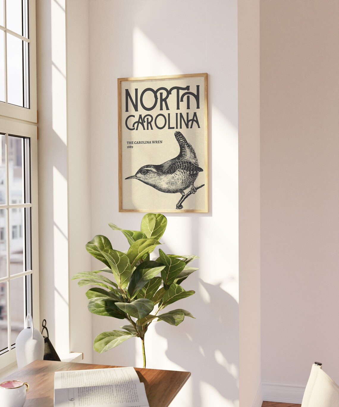 North Carolina Vintage Bird Poster Art Print - Image 2