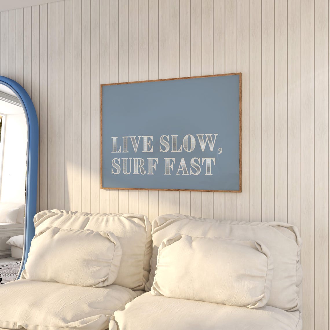 Live Slow Surf Fast Coastal Blue Typography Horizontal Poster - Image 4