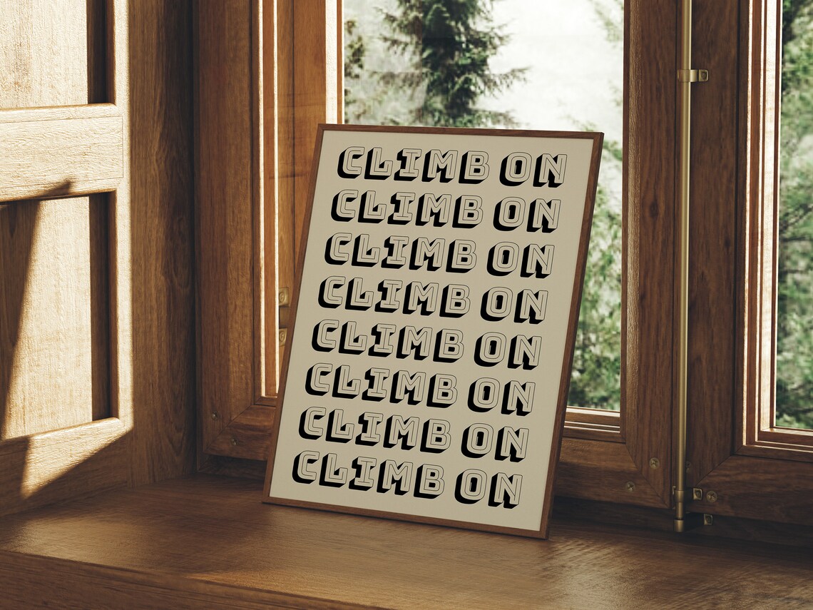 Retro Climbing Print, Minimalist Mountaineering Art - Image 2