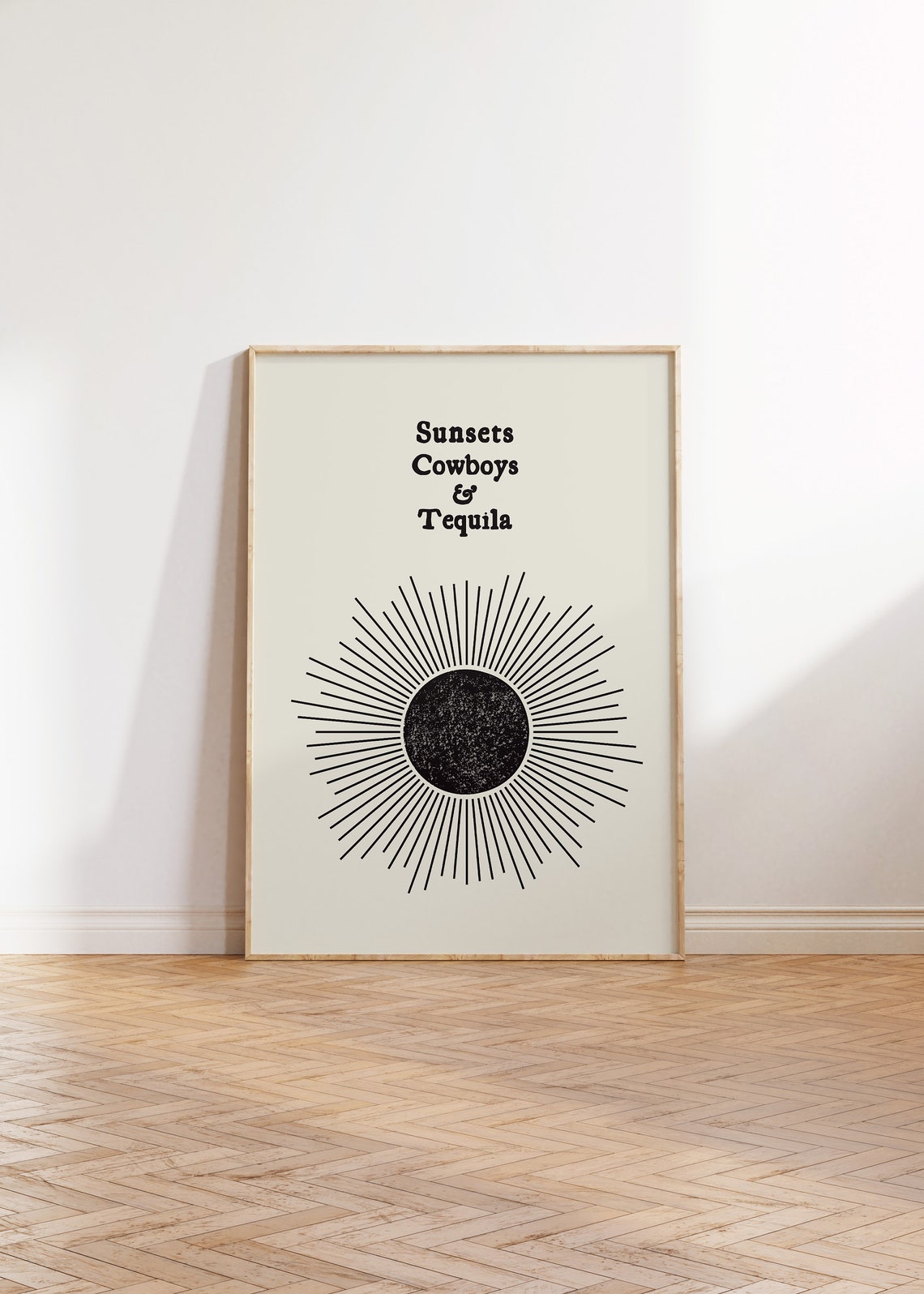 Sunsets Cowboys and Tequila Western Vintage Sunburst Quote Print - Image 3