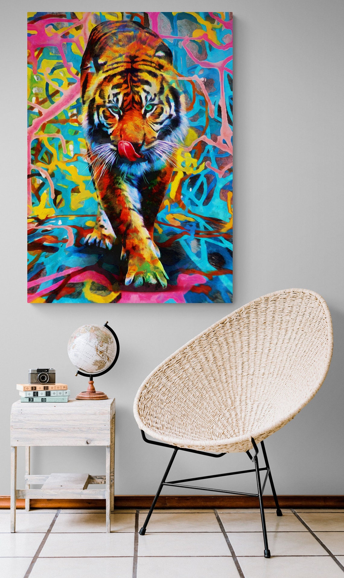 Colorful Graffiti Tiger Pop Art Portrait Wildlife Painting Wall Art - Image 2