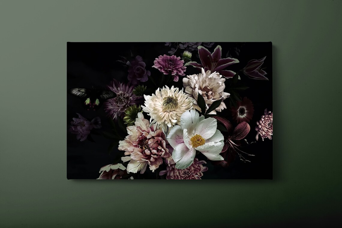 Pink Purple Floral Botanical Modern Flower Painting Colorful Wall Art